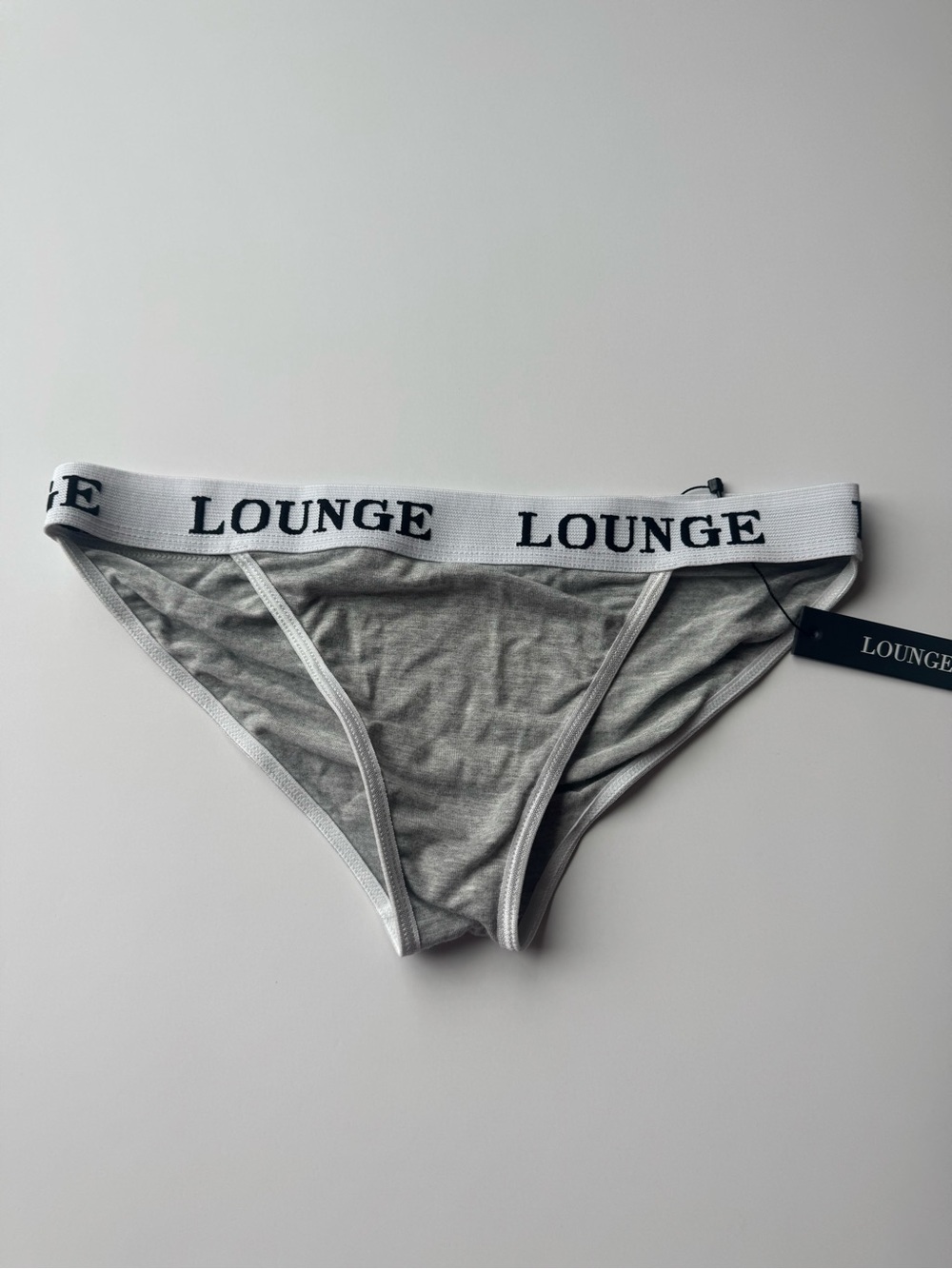 Grey Cotton Bikini Panty with Branded Waistband